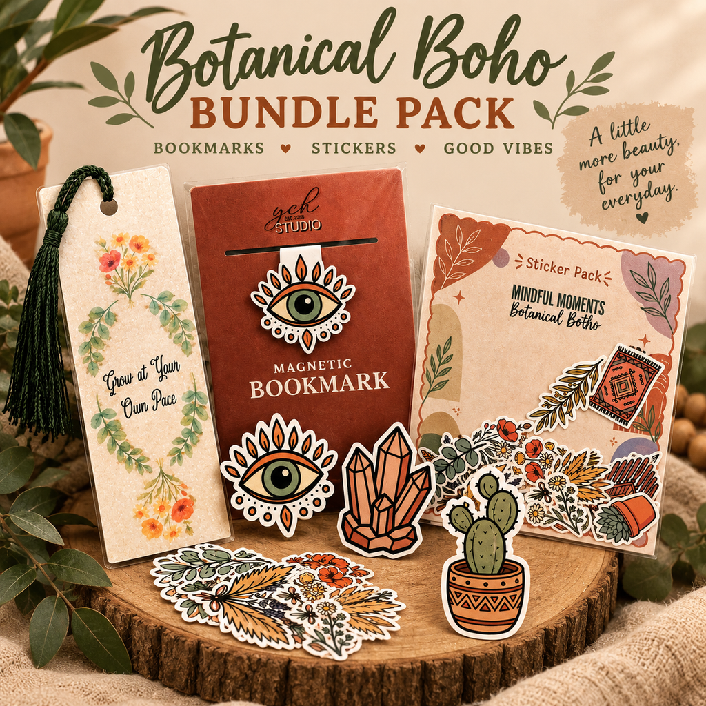 Botanical Boho Bundle Pack includes All-Seeing Eye Magnetic Bookmark